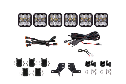 Diode Dynamics Bronco Ss5 6 Pod Cross Link Grille Lightbar Kit  Sport White Combo - DD7235