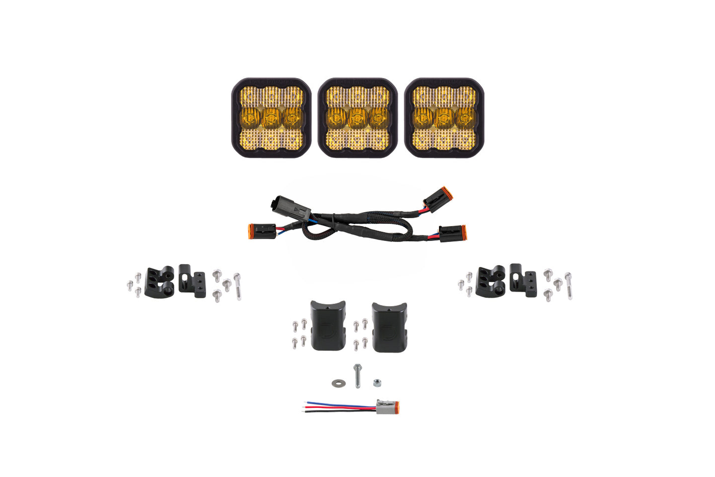 Diode Dynamics Ss5 Pro Universal Cross Link 3 Pod Lightbar Yellow Combo - DD7239