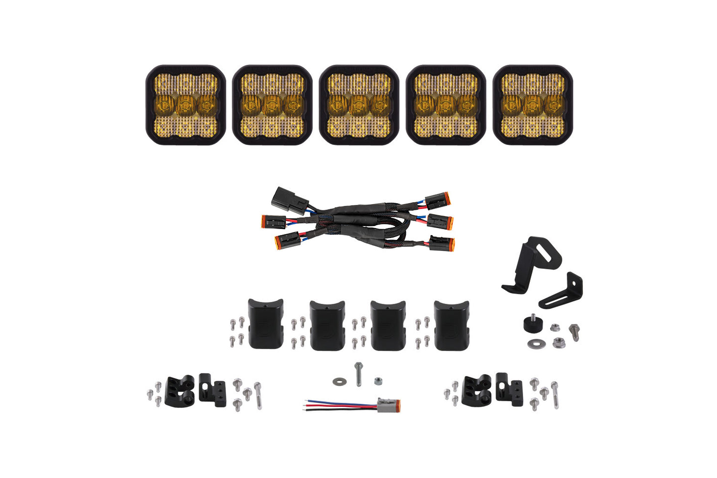 Diode Dynamics Ss5 Pro Universal Cross Link 5 Pod Lightbar Yellow Combo - DD7243