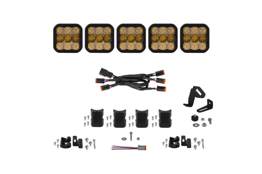 Diode Dynamics Ss5 Pro Universal Cross Link 5 Pod Lightbar Yellow Combo - DD7243
