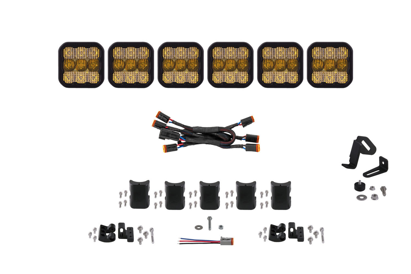 Diode Dynamics Ss5 Pro Universal Cross Link 6 Pod Lightbar Yellow Combo - DD7245