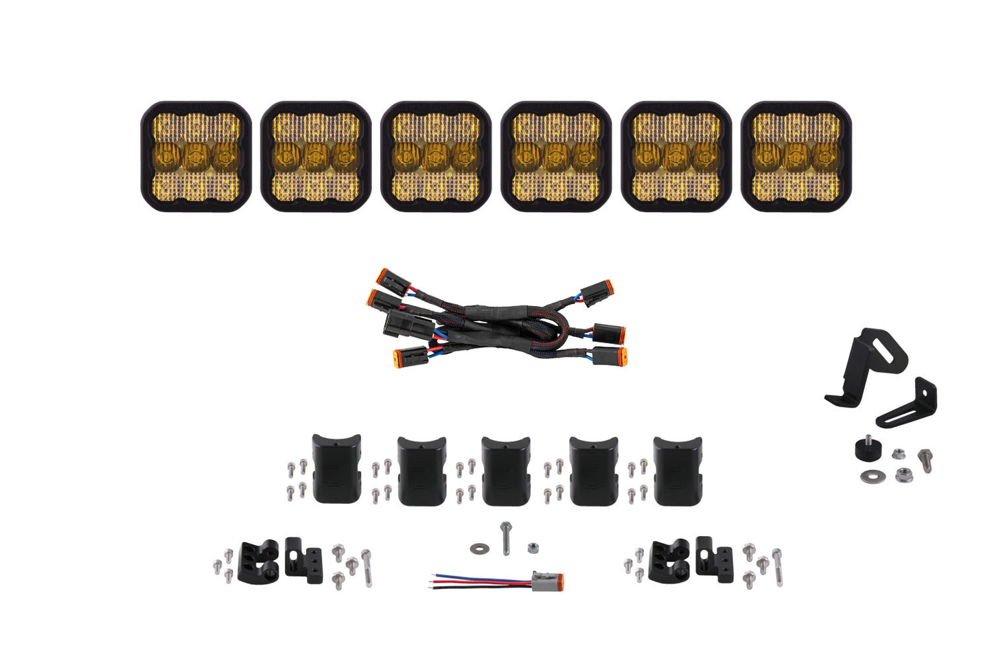 Diode Dynamics Ss5 Pro Universal Cross Link 6 Pod Lightbar Yellow Combo - DD7245