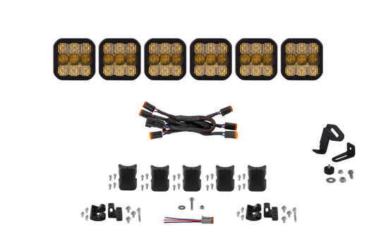 Diode Dynamics Ss5 Pro Universal Cross Link 6 Pod Lightbar Yellow Combo - DD7245