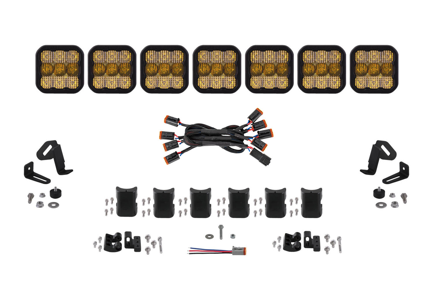 Diode Dynamics Ss5 Pro Universal Cross Link 7 Pod Lightbar Yellow Combo - DD7247
