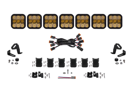 Diode Dynamics Ss5 Pro Universal Cross Link 7 Pod Lightbar Yellow Combo - DD7247