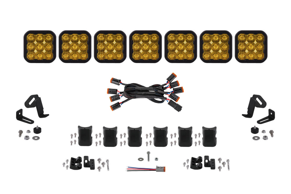 Diode Dynamics Ss5 Pro Universal Cross Link 7 Pod Lightbar Yellow Driving - DD7259