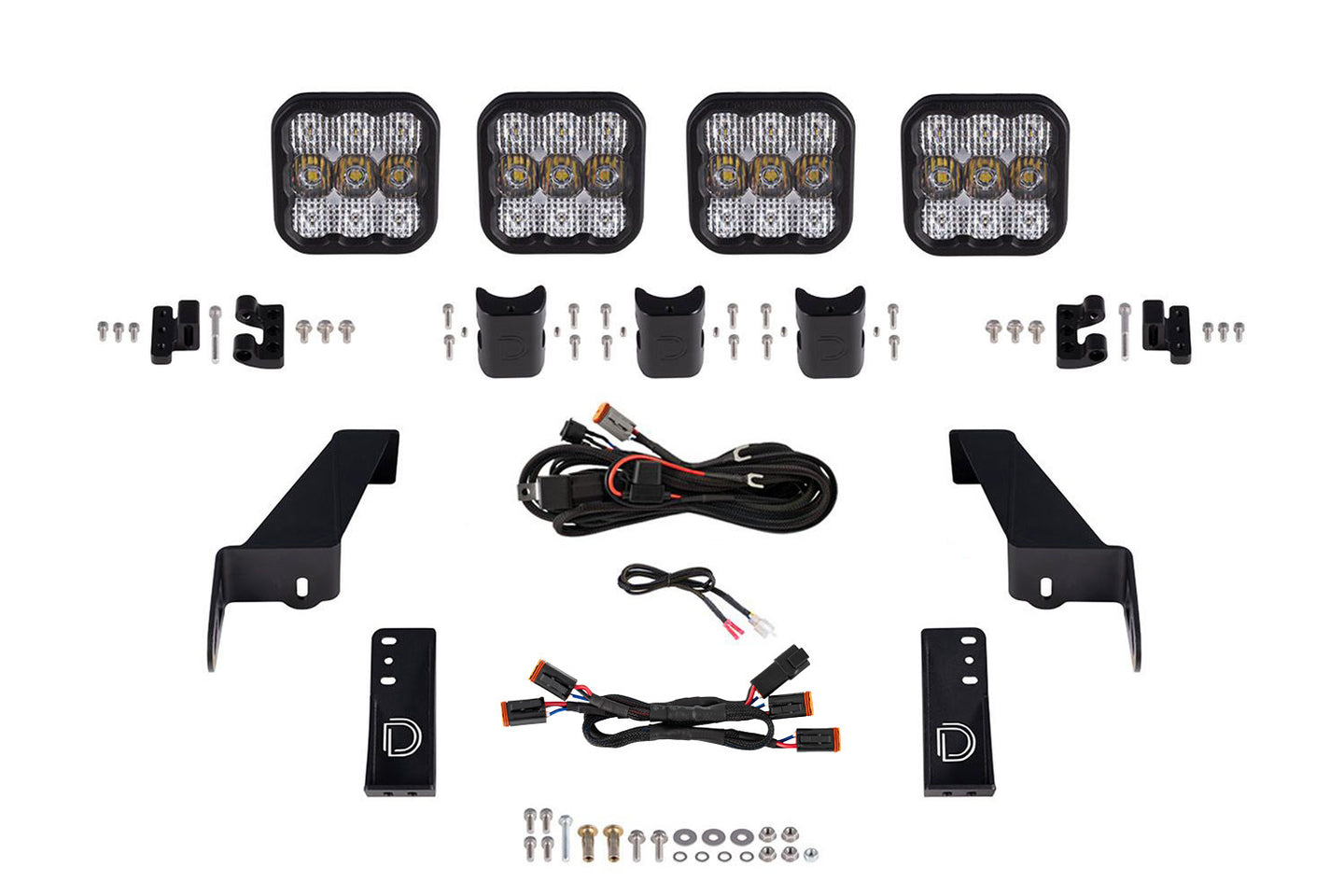 Diode Dynamics Jeep Jl Ss5 4 Pod Cross Link Grille Lightbar Kit  Pro White Combo - DD7268