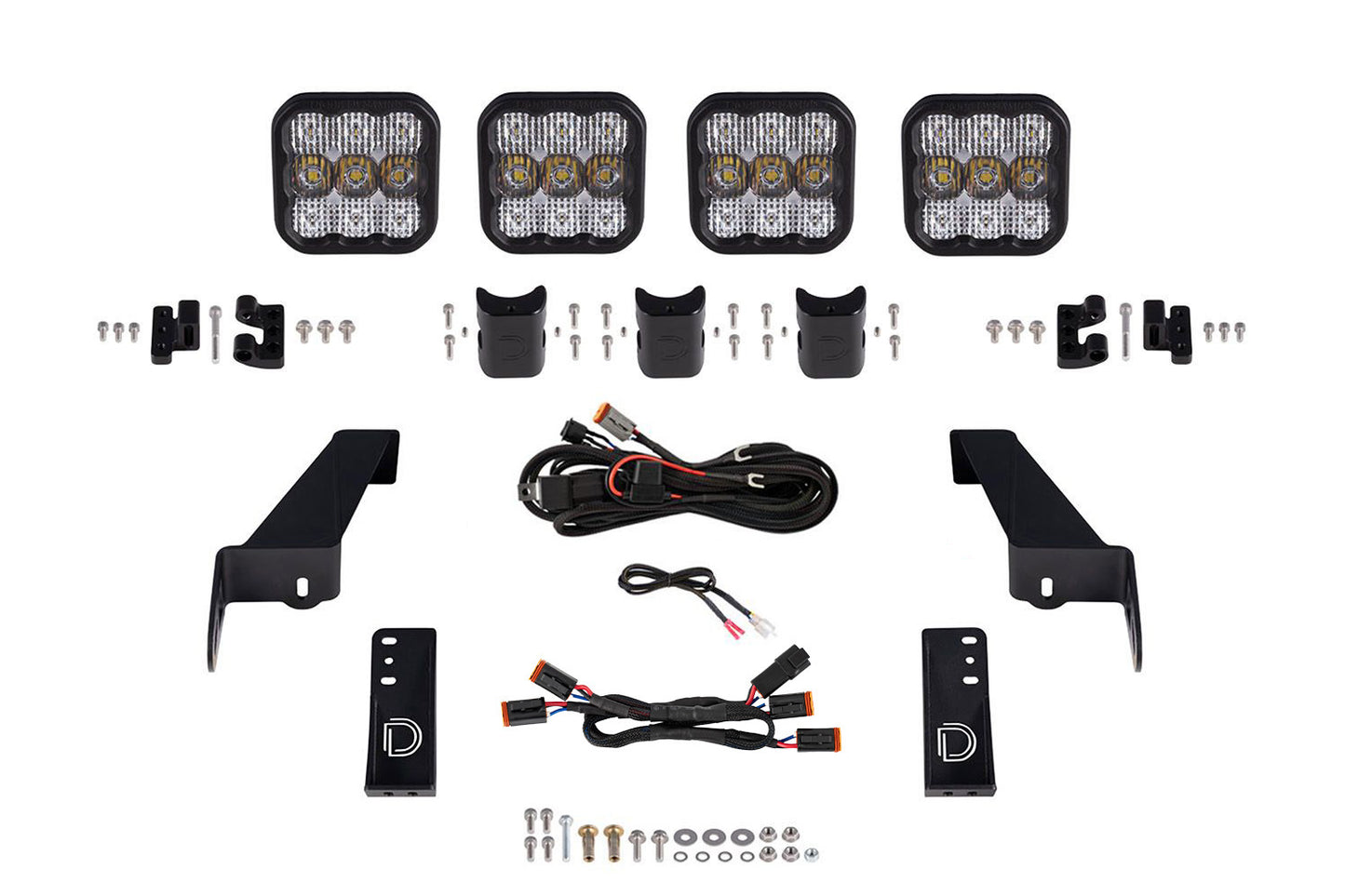 Diode Dynamics Jeep Jl Ss5 4 Pod Cross Link Grille Lightbar Kit  Pro White Combo - DD7268