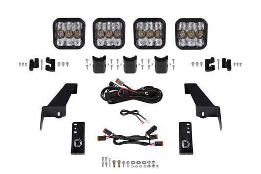 Diode Dynamics Jeep Jl Ss5 4 Pod Cross Link Grille Lightbar Kit  Pro White Combo - DD7268