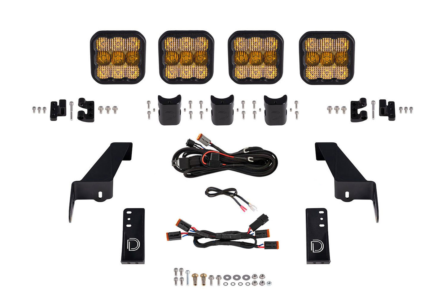 Diode Dynamics Jeep Jl Ss5 4 Pod Cross Link Grille Lightbar Kit  Pro Yellow Combo - DD7269