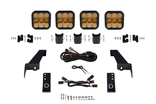 Diode Dynamics Jeep Jl Ss5 4 Pod Cross Link Grille Lightbar Kit  Pro Yellow Combo - DD7269