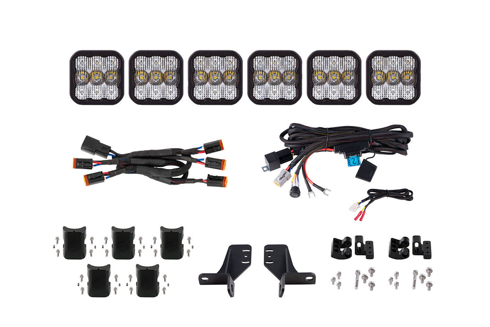 Diode Dynamics Bronco Ss5 6 Pod Cross Link Grille Lightbar Kit  Pro White Combo - DD7270