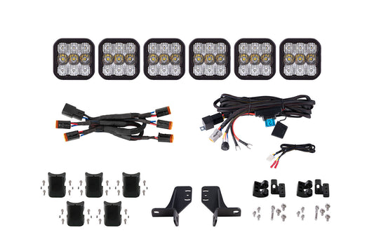 Diode Dynamics Bronco Ss5 6 Pod Cross Link Grille Lightbar Kit  Pro White Combo - DD7270