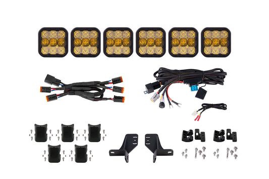 Diode Dynamics Bronco Ss5 6 Pod Cross Link Grille Lightbar Kit  Pro Yellow Combo - DD7271