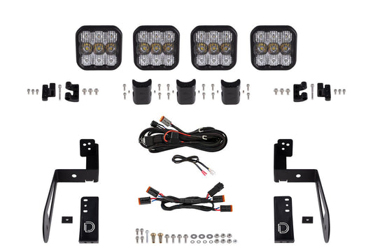 Diode Dynamics Jeep Jk Ss5 4 Pod Cross Link Grille Lightbar Kit  Pro White Combo - DD7272