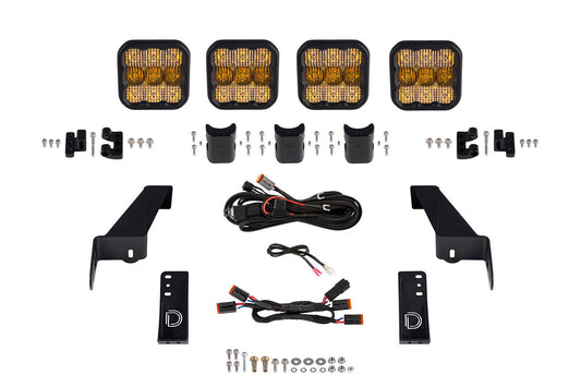 Diode Dynamics Jeep Jk Ss5 4 Pod Cross Link Grille Lightbar Kit  Pro Yellow Combo - DD7273