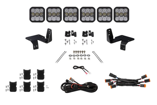 Diode Dynamics Ss5 6 Pod Cross Link Grille Lightbar Kit For 2020 2022 Super Duty  Sport White Combo - DD7571