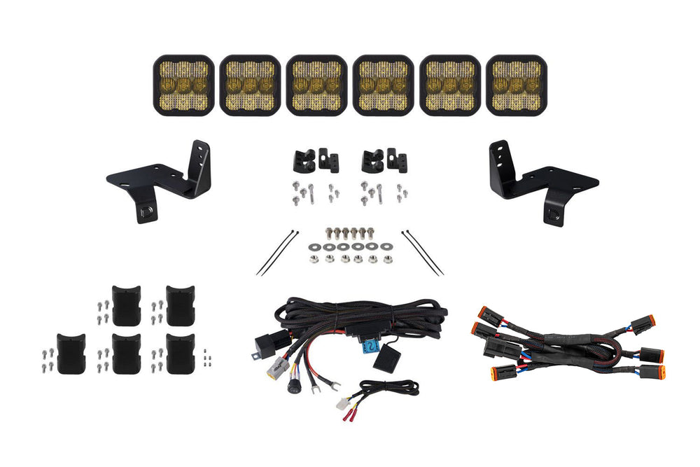 Diode Dynamics Ss5 6 Pod Cross Link Grille Lightbar Kit For 2020 2022 Super Duty  Pro Yellow Combo - DD7574