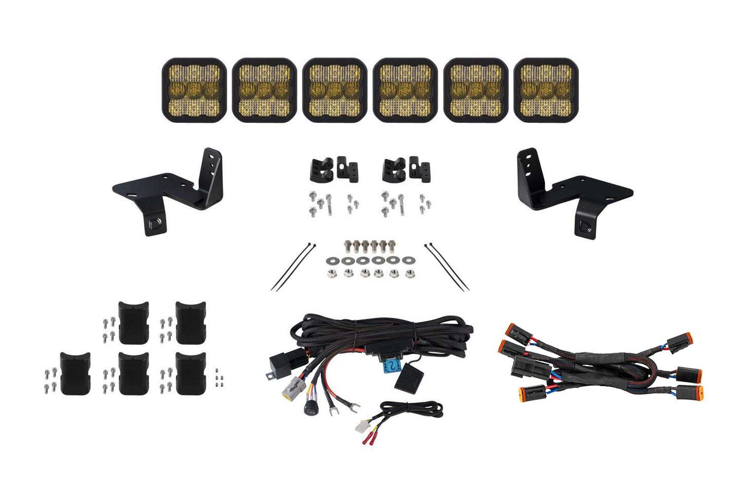 Diode Dynamics Ss5 6 Pod Cross Link Grille Lightbar Kit For 2020 2022 Super Duty  Pro Yellow Combo - DD7574