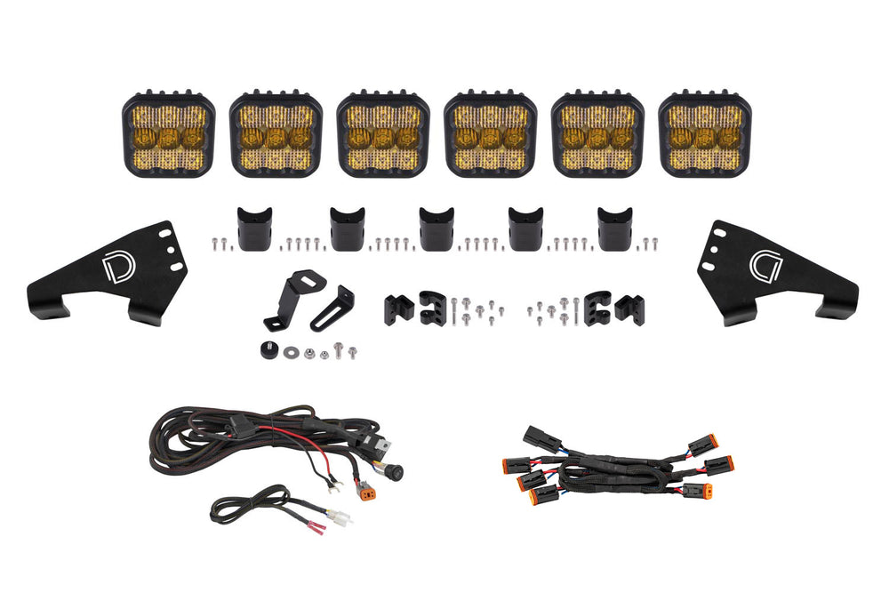 Diode Dynamics Polaris Rzr Ss5 Sport Cross Link Roof Yellow Combo Lightbar Kit - DD7631