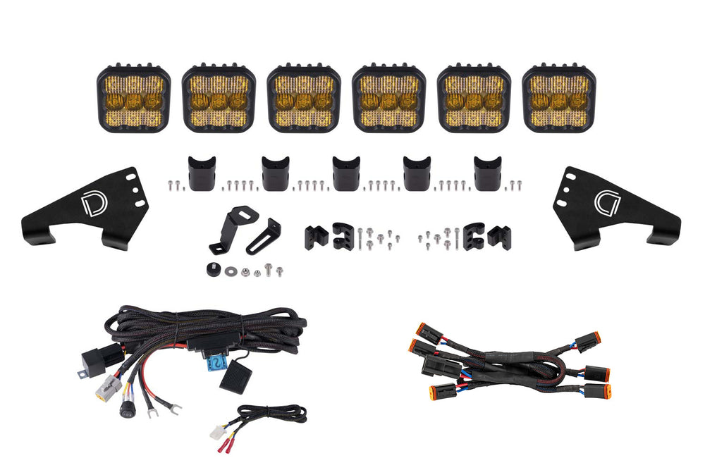 Diode Dynamics Polaris Rzr Ss5 Pro Cross Link Roof Yellow Combo Lightbar Kit - DD7633