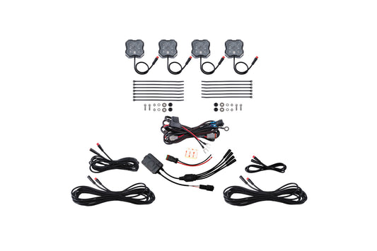 Diode Dynamics Rgbw Rock Light Installer Kit W/Controller (4 Pack) - DD7740C