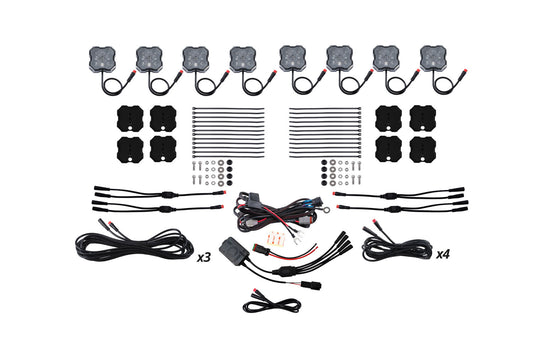 Diode Dynamics Rgbw Rock Light Installer Magnet Mount Kit W/Controller (8 Pack) - DD7745C