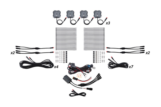 Diode Dynamics Rgbw Rock Light Installer Kit W/Controller (12 Pack) - DD7748C