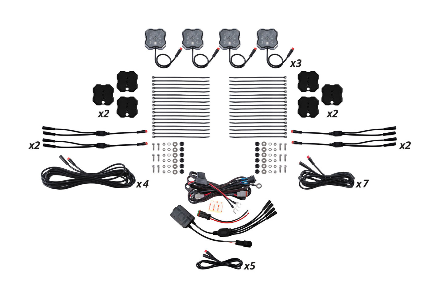 Diode Dynamics Rgbw Rock Light Installer Magnet Mount Kit W/Controller (12 Pack) - DD7749C