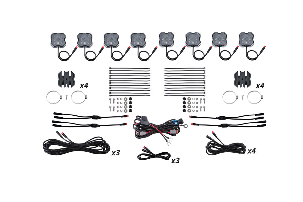 Diode Dynamics Stage Series Sxs Rock Light Installer Kit  Rgbw M8 (8 Pack) - DD7753
