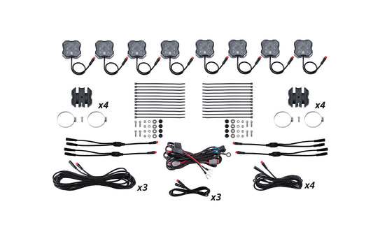 Diode Dynamics Stage Series Sxs Rock Light Installer Kit  Rgbw M8 (8 Pack) - DD7753