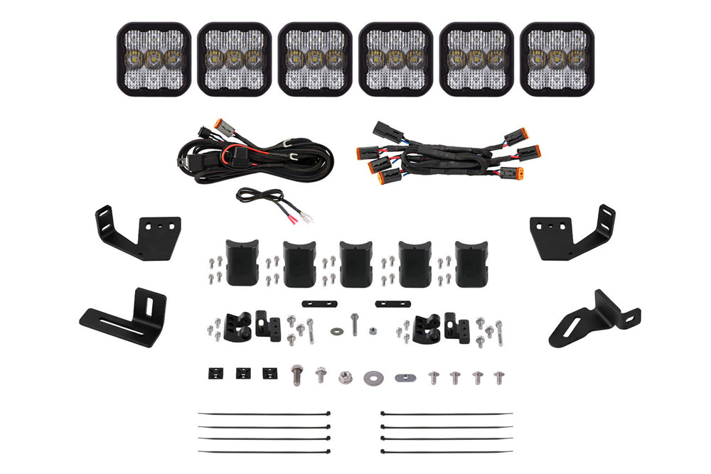 Diode Dynamics Ss5 6 Pod Cross Link Mounting Kit For Prinsu/Sherpa Roof Racks  Sport White Combo - DD7816