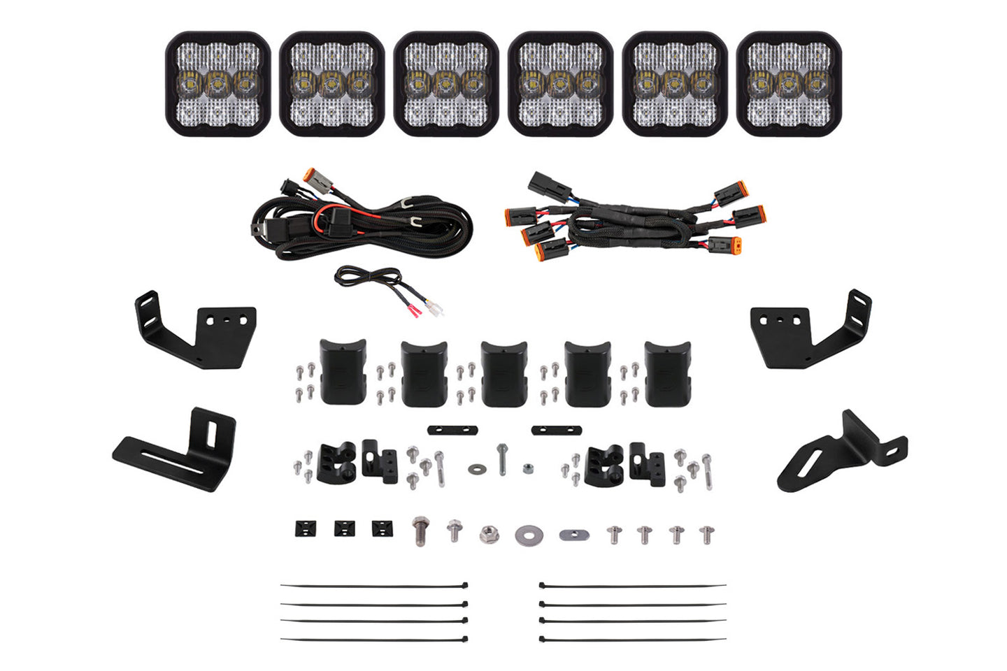 Diode Dynamics Ss5 6 Pod Cross Link Mounting Kit For Prinsu/Sherpa Roof Racks  Sport White Combo - DD7816