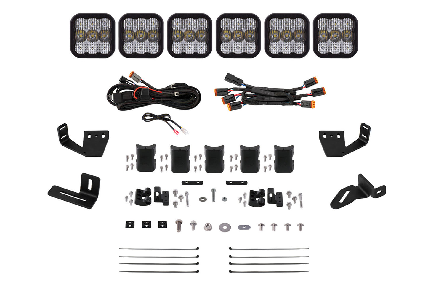 Diode Dynamics Ss5 6 Pod Cross Link Mounting Kit For Prinsu/Sherpa Roof Racks  Sport White Combo - DD7816
