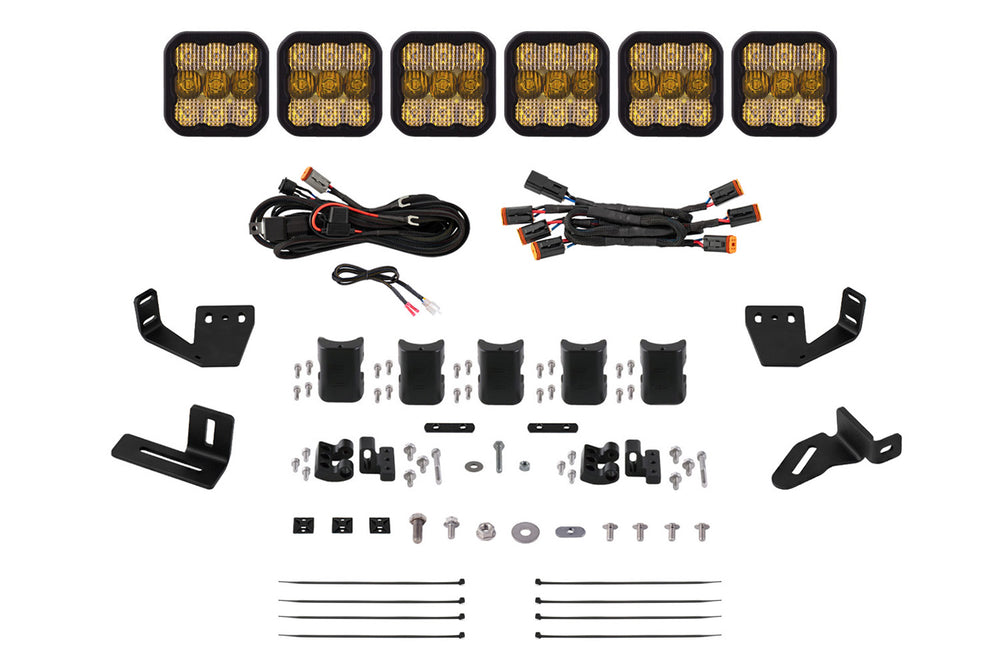 Diode Dynamics Ss5 6 Pod Cross Link Mounting Kit For Prinsu/Sherpa Roof Racks  Sport Yellow Combo - DD7817