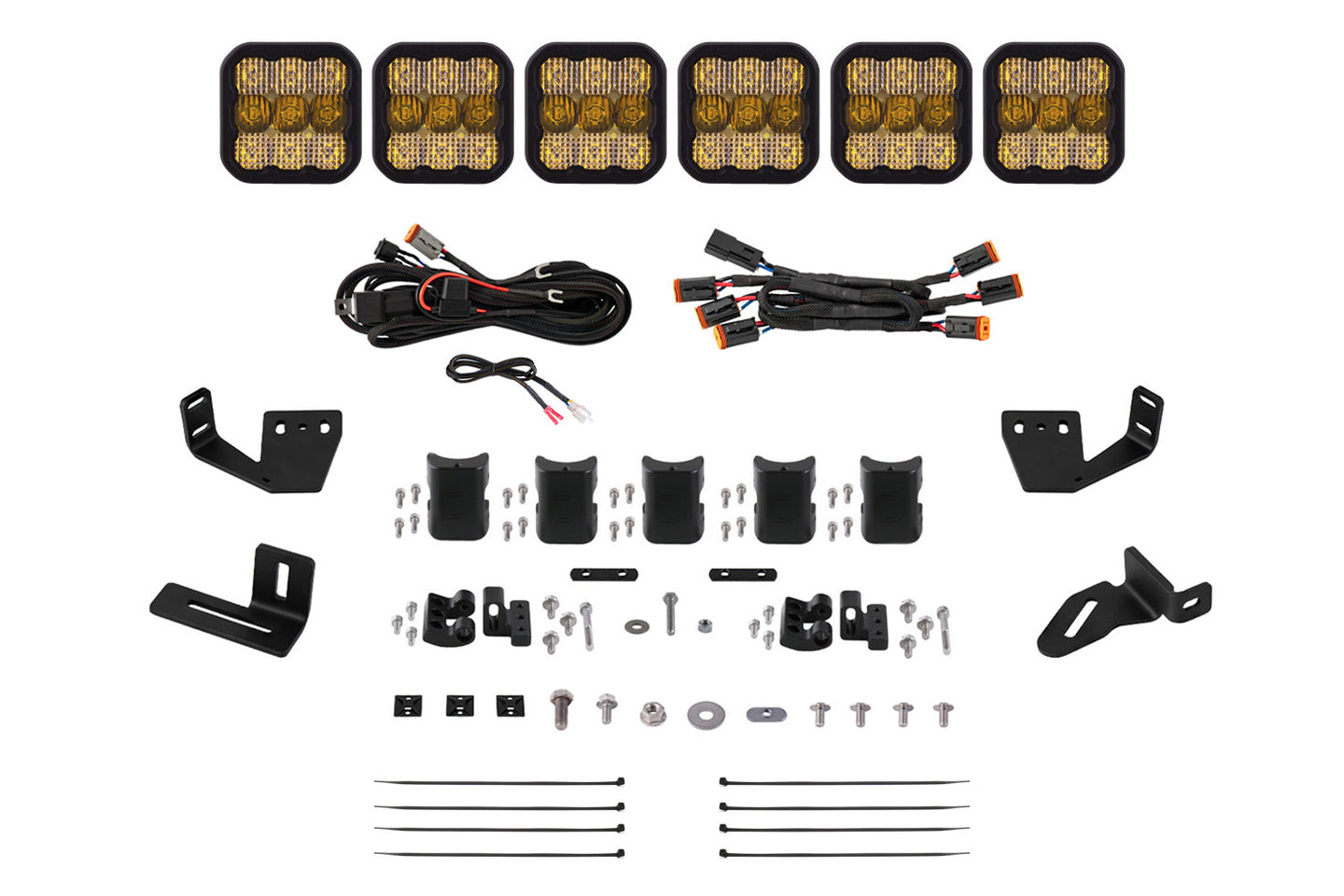 Diode Dynamics Ss5 6 Pod Cross Link Mounting Kit For Prinsu/Sherpa Roof Racks  Sport Yellow Combo - DD7817