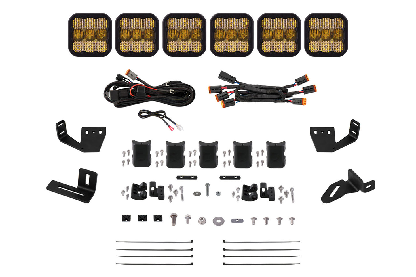 Diode Dynamics Ss5 6 Pod Cross Link Mounting Kit For Prinsu/Sherpa Roof Racks  Sport Yellow Combo - DD7817