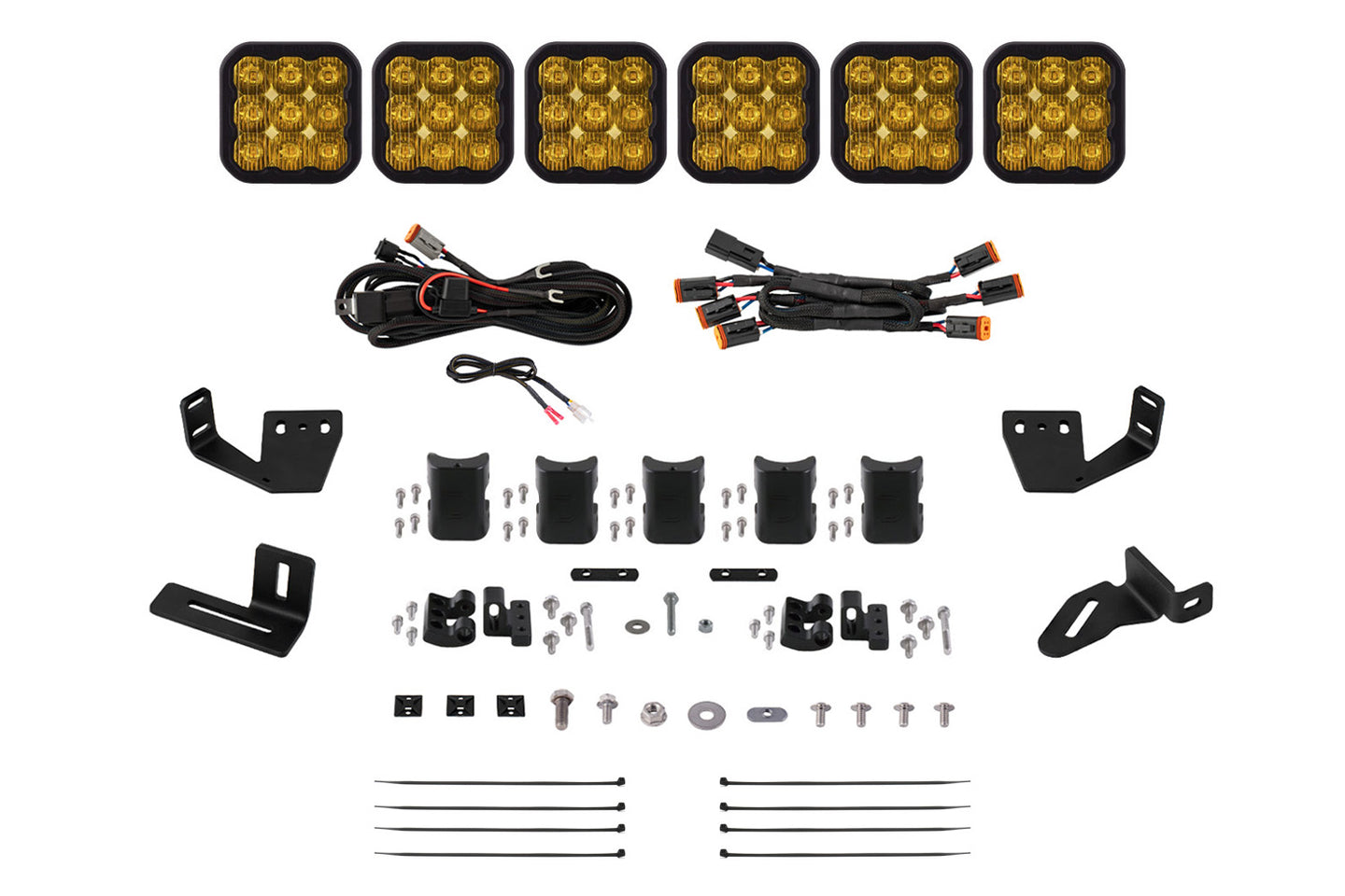Diode Dynamics Ss5 6 Pod Cross Link Mounting Kit For Prinsu/Sherpa Roof Racks  Sport Yellow Driving - DD7819
