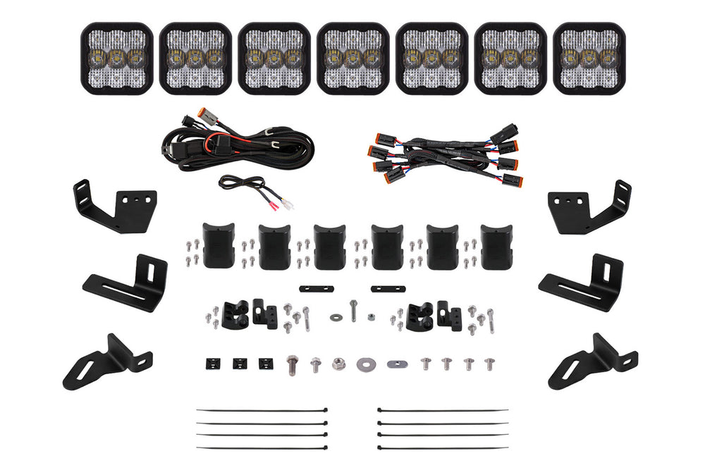 Diode Dynamics Ss5 7 Pod Cross Link Mounting Kit For Prinsu/Sherpa Roof Racks  Sport White Combo - DD7824