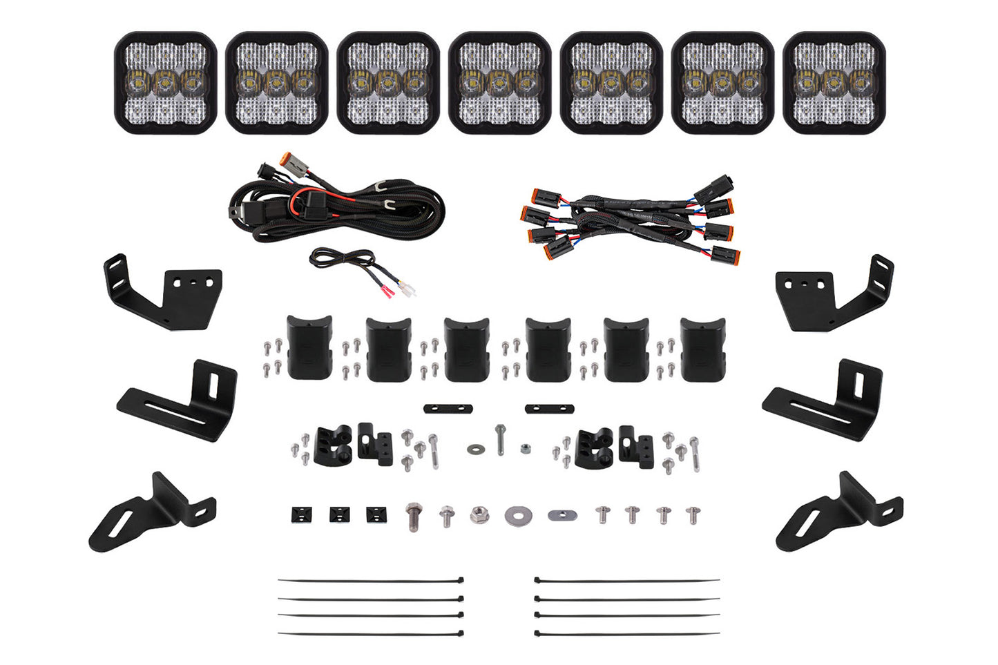 Diode Dynamics Ss5 7 Pod Cross Link Mounting Kit For Prinsu/Sherpa Roof Racks  Sport White Combo - DD7824