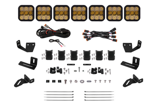 Diode Dynamics Ss5 7 Pod Cross Link Mounting Kit For Prinsu/Sherpa Roof Racks  Sport Yellow Combo - DD7825