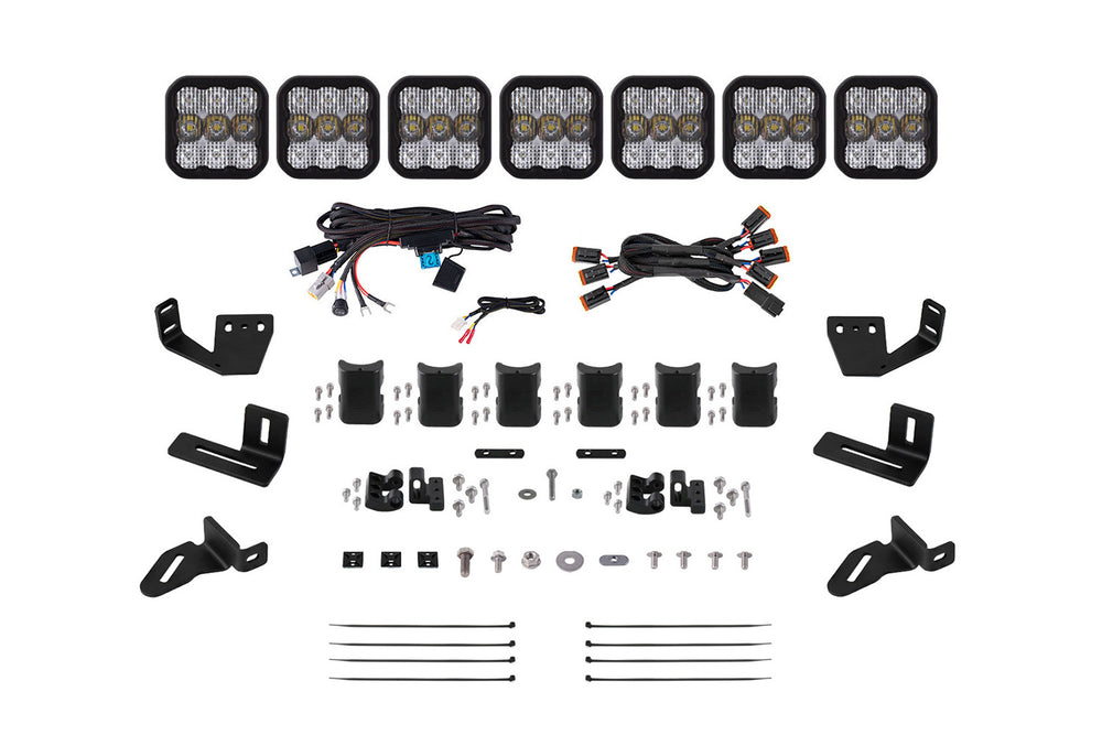 Diode Dynamics Ss5 7 Pod Cross Link Mounting Kit For Prinsu/Sherpa Roof Racks  Pro White Combo - DD7828