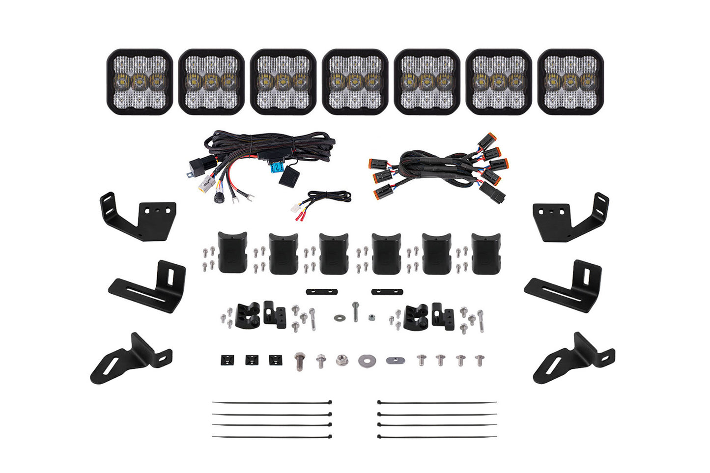Diode Dynamics Ss5 7 Pod Cross Link Mounting Kit For Prinsu/Sherpa Roof Racks  Pro White Combo - DD7828