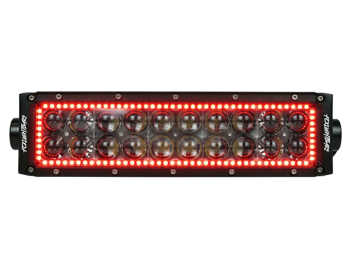 S1-RGB Series LED light bar with red halo on white background