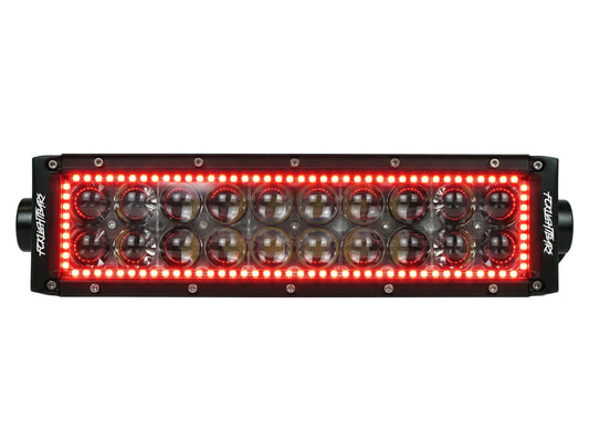 S1-RGB Series LED light bar with red halo on white background