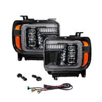 2014–2018 GMC Sierra 1500 and 2015-2019 GMC Sierra 2500 & 3500 Full LED Projector Headlights with Sequential Turn Signals & White DRL (Pair)