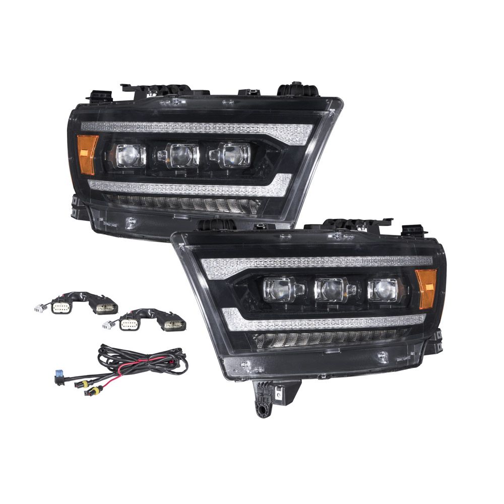 Form Lighting Sequential LED Projector Headlights for 2019–2024 Ram 1500 (Pair) – Triple Bi-LED, Sequential Turn Signals & Startup Sequence