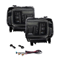 Form Lighting LED Projector Headlights with Amber DRL for 2014–2018 GMC Sierra 1500 (Pair) – Triple Bi-LED Projectors, Sequential Turn Signals & Startup Sequence