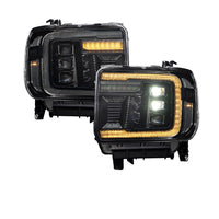 Form Lighting LED Projector Headlights with Amber DRL for 2014–2018 GMC Sierra 1500 (Pair) – Triple Bi-LED Projectors, Sequential Turn Signals & Startup Sequence