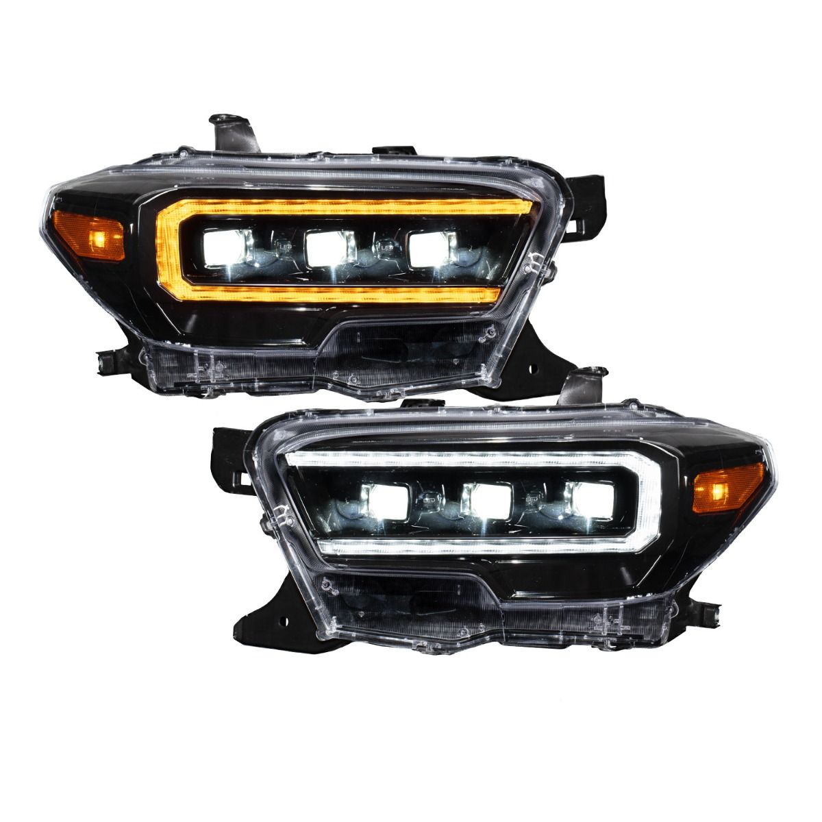 Form Lighting Sequential LED Headlights for 2016-2023 Toyota Tacoma | Triple Bi-LED Projectors, Selectable White/Amber DRL, Sequential Turn Signals